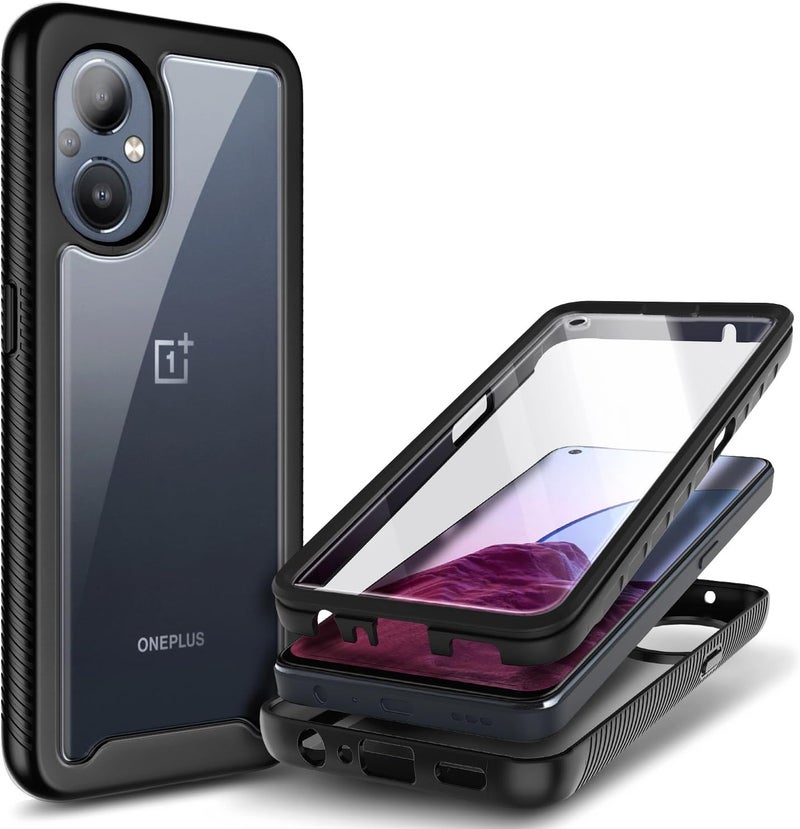 NZND Compatible with OnePlus Nord N20 5G Case with [Built-in Screen Protector], Full-Body Protective Shockproof Rugged Bumper Cover, Impact Resist Case (Black) - Image 1